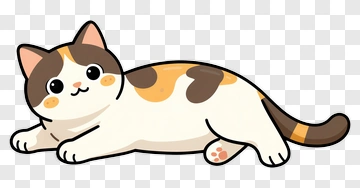 Cartoon Cat Lying Down PNG