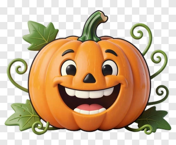 Cartoon Pumpkin With A Happy Face PNG