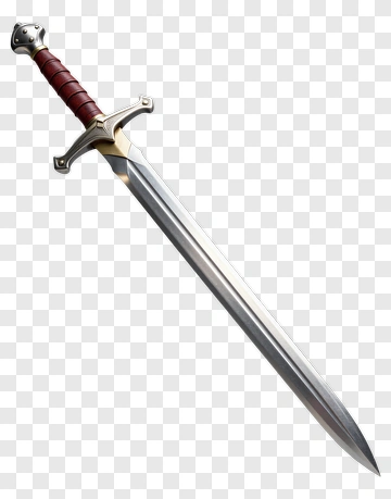 Sword With Silver Blade And Red Grip PNG