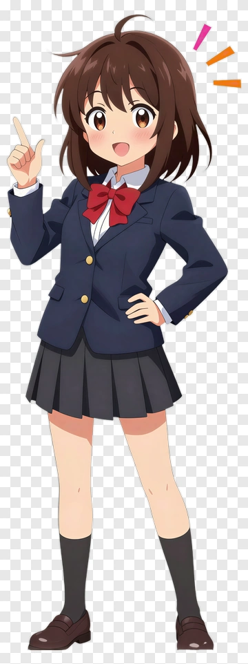 Anime Schoolgirl Posing With A Smile PNG