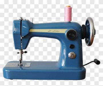 Vintage Blue Sewing Machine With Pink Thread PNG