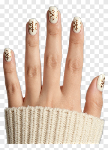 Nail Art With Winter Snowflake Design PNG