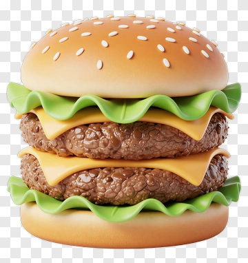 3D Cheeseburger With Lettuce And Sesame Seed Bun PNG