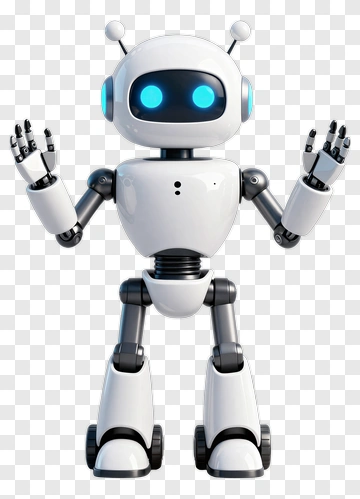 3D Robot With Blue Eyes PNG