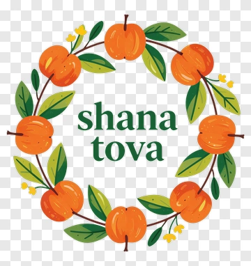 Shana Tova Wreath With Apples And Leaves PNG
