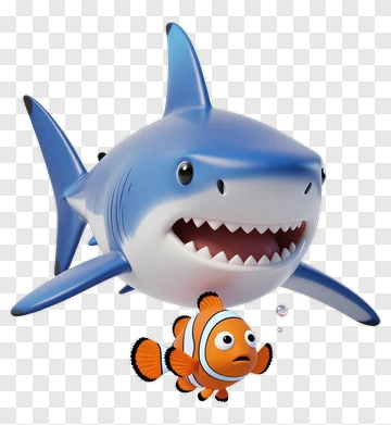 Cartoon Shark And Clownfish PNG