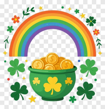Pot Of Gold Under A Rainbow PNG
