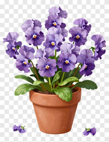 Purple Pansy Flower Pot PNG