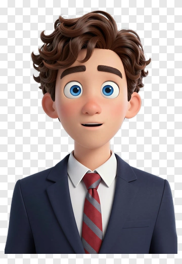 3D Young Man In Suit With Smiling Expression PNG