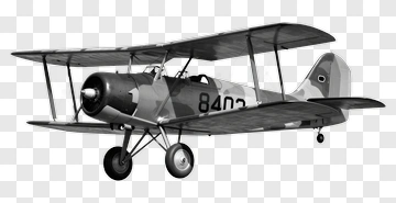 Vintage Bi-Plane Aircraft PNG