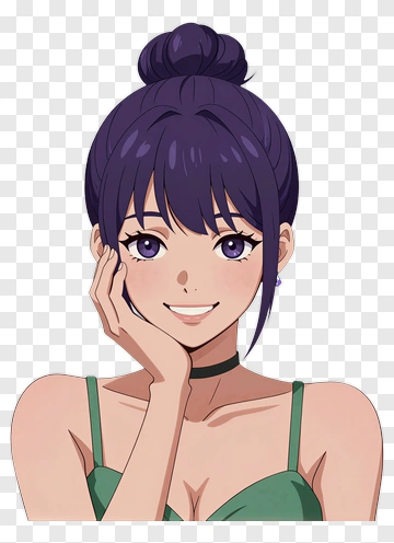 Smiling Woman With Purple Hair PNG