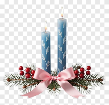 Christmas Candles With Pine And Berries PNG
