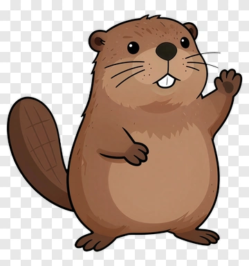 Cartoon Beaver Waving Hello PNG