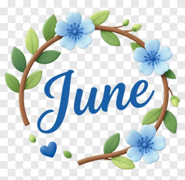 June Floral Wreath PNG