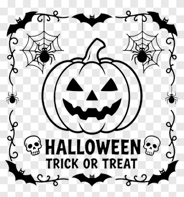 Halloween Pumpkin With Trick Or Treat Text PNG