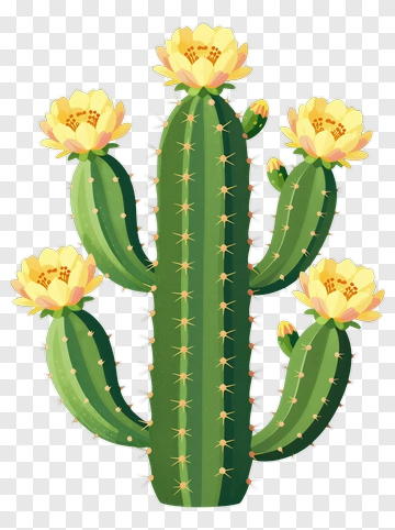 Cactus With Yellow Flowers PNG