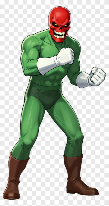 Cartoon Superhero With Red Mask And Green Costume PNG