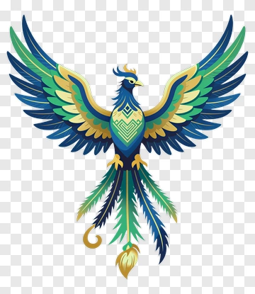 Colorful Phoenix With Elaborate Wings PNG