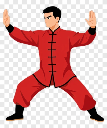 Martial Artist In Red Uniform PNG