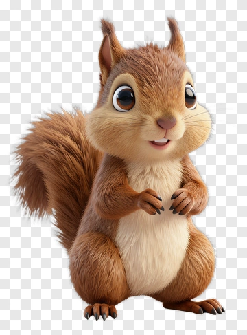 3D Cartoon Squirrel PNG