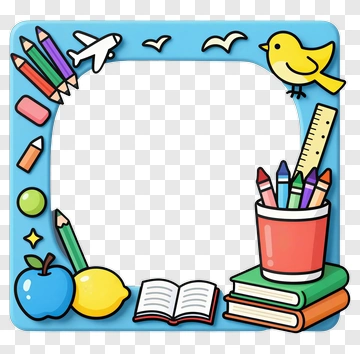 Colorful School Supplies Frame PNG
