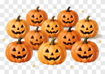 Halloween Pumpkins With Smiling Faces PNG