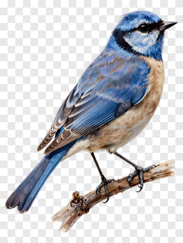 Blue Bird Perched On A Branch PNG