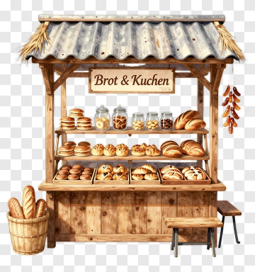 Wooden Bread And Cake Stall PNG