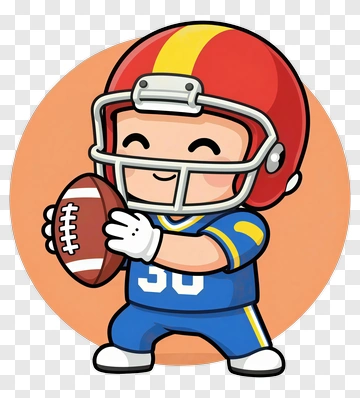 Cartoon Football Player Holding A Football PNG