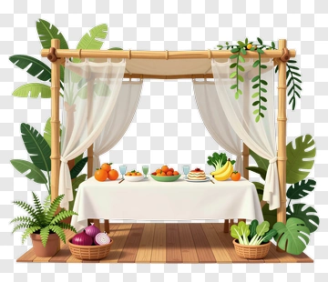 Tropical Fruit Stand With Fresh Produce PNG