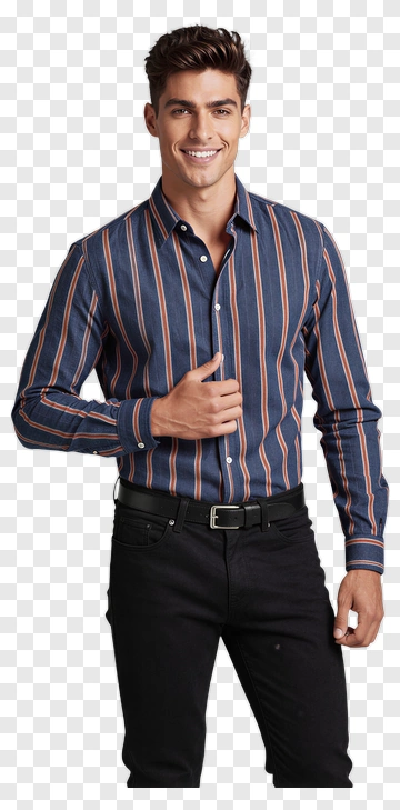 Man In Striped Shirt PNG