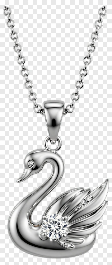 Silver Swan Pendant Necklace PNG