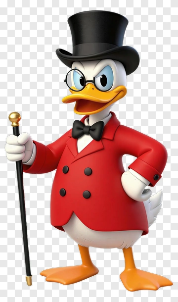 Cartoon Duck In A Red Suit With A Top Hat PNG