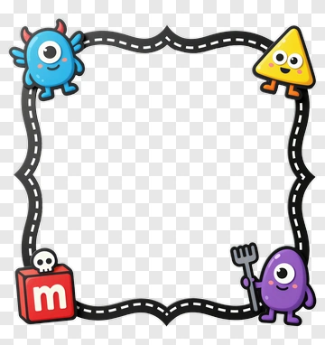 Cartoon Monsters Frame Design PNG