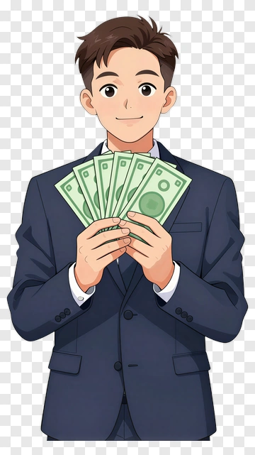 Businessman Holding Cash PNG