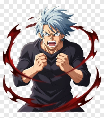 Angry Anime Character With Spiky Hair PNG