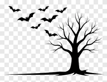 Halloween Tree With Bats PNG