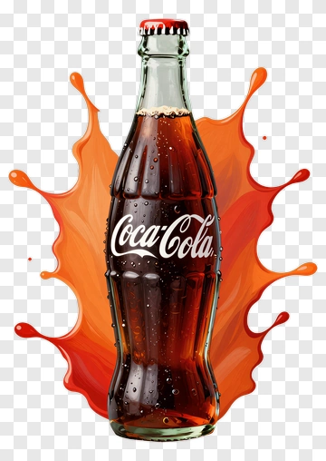 Coca-Cola Bottle With Splash Effect PNG
