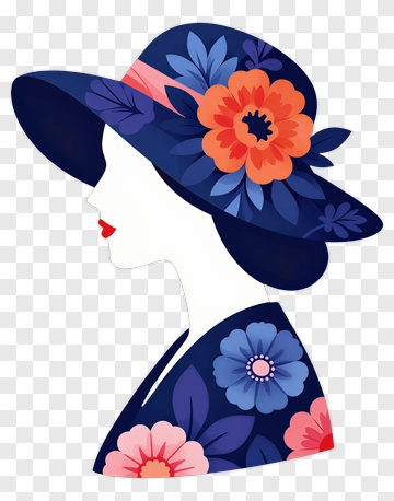 Woman In A Floral Hat PNG