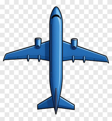 Blue Airplane Top View PNG