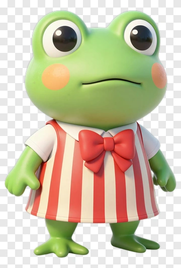 Cartoon Frog Character In Striped Dress PNG