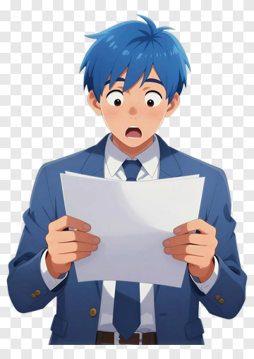 Surprised Young Man Reading A Document PNG