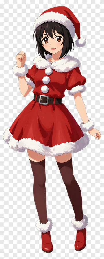 Anime Girl In A Christmas Outfit PNG