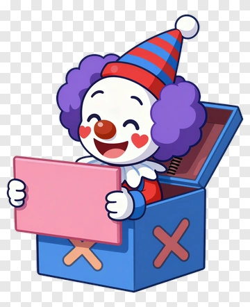 Cartoon Clown Holding A Pink Sign PNG