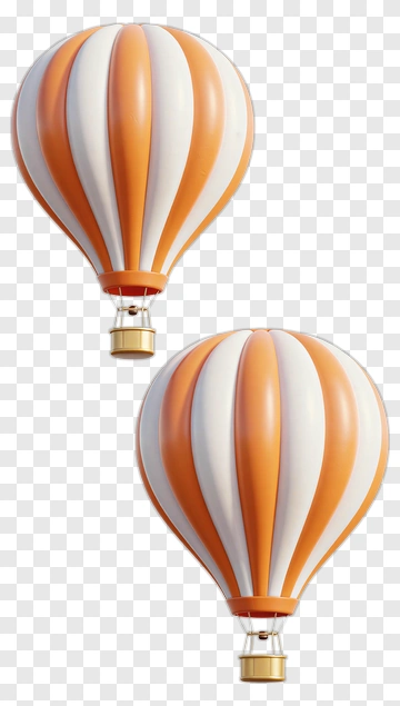 Orange And White Hot Air Balloons PNG