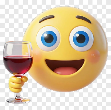 Happy Emoji Holding A Glass Of Wine PNG