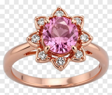 Rose Gold Ring With Pink Gemstone PNG