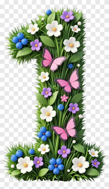 Colorful Floral Number One PNG