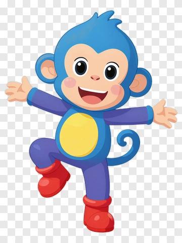Cartoon Monkey Character With Red Boots PNG