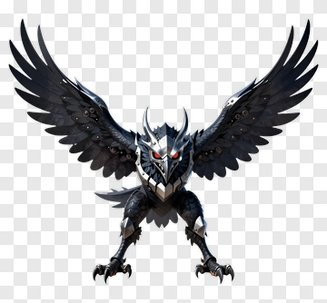 Mechanical Owl With Wings Spread PNG
